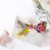 Hummingbird mit Blume Wasserfarbe - 04 Postkarte