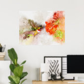 Hummingbird mit Blume Wasserfarbe - 05 Poster (Heimbüro)