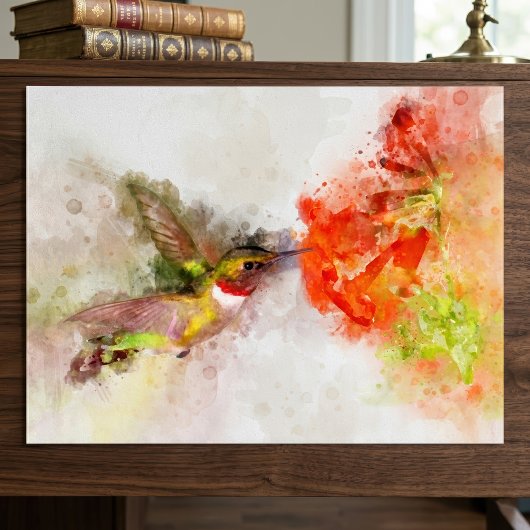 Hummingbird mit Blume Wasserfarbe - 05 Poster