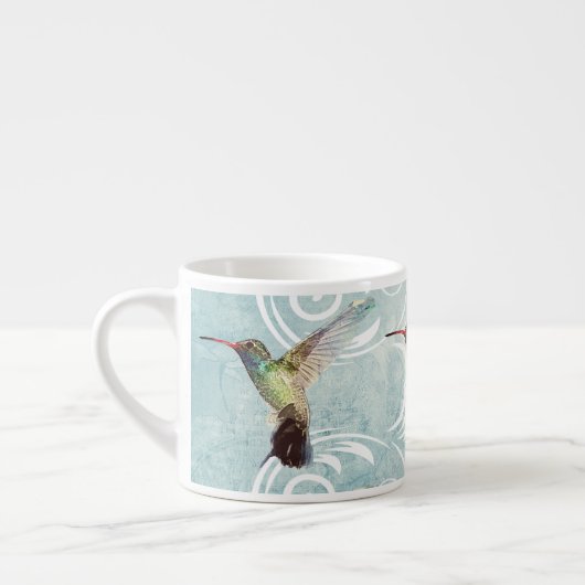 Hummingbird mit Geblüht Hintergrund Espressotasse (Links)