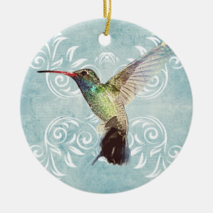 Hummingbird mit Geblüht Hintergrund Keramik Ornament