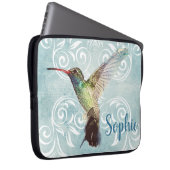 Hummingbird mit Geblüht Hintergrund Laptopschutzhülle (Vorne Rechts)