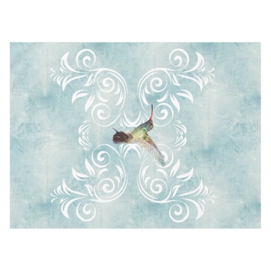 Hummingbird mit Geblüht Hintergrund Tischdecke (Vorderseite (Horizontal))