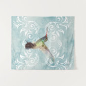 Hummingbird mit Geblüht Hintergrund Wandteppich (Vorderseite (Horizontal))