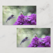 Hummingbird mit lila Dahlien Visitenkarte (Vorne/Hinten)