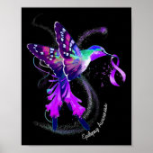 Hummingbird mit Lila Ribbon-Epilepsie Awarene Poster (Vorne)