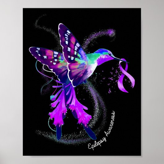 Hummingbird mit Lila Ribbon-Epilepsie Awarene Poster (Vorne)