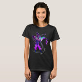 Hummingbird mit Lila Ribbon-Epilepsie Awarene T-Shirt (Vorne ganz)