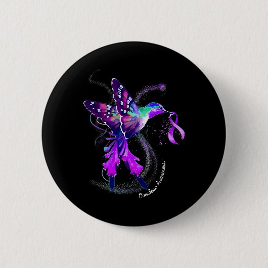 Hummingbird mit Lila Ribbon-Überdosierung Awarene Button (Vorderseite)