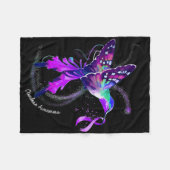 Hummingbird mit Lila Ribbon-Überdosierung Awarene Fleecedecke (Vorderseite (Horizontal))