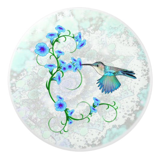 Hummingbird mit Morgengläsern Keramikknauf (Vorderseite)