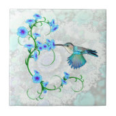 Hummingbird mit Morning Glories Design Tile Fliese (Vorderseite)