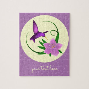 Hummingbird mit rosa Blume Puzzle