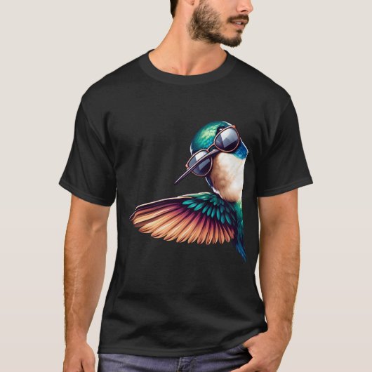 Hummingbird mit Sonnenbrille Funny Say Hi Bird T-Shirt (Vorderseite)