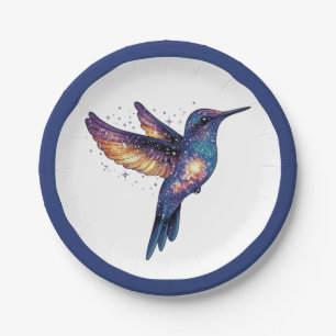 Hummingbird mit Sternenhimmel-Galaxy-Vogel Pappteller