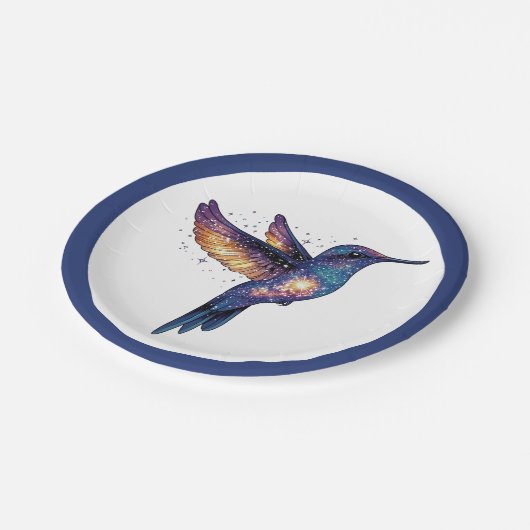 Hummingbird mit Sternenhimmel-Galaxy-Vogel Pappteller (Schrägansicht)