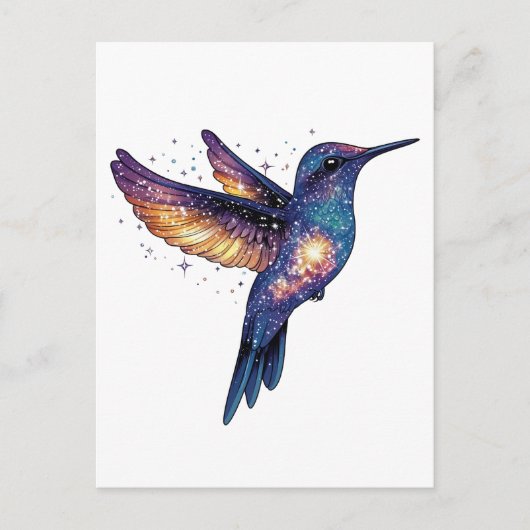 Hummingbird mit Sternenhimmel-Galaxy-Vogel Postkarte (Vorderseite)