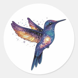 Hummingbird mit Sternenhimmel-Galaxy-Vogel Runder Aufkleber