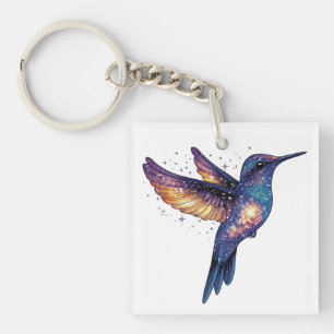 Hummingbird mit Sternenhimmel-Galaxy-Vogel Schlüsselanhänger