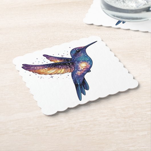 Hummingbird mit Sternenhimmel-Galaxy-Vogel Untersetzer (angewinkelt)