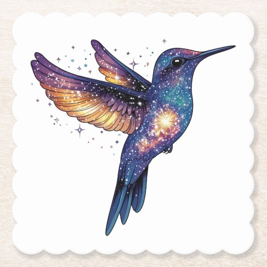 Hummingbird mit Sternenhimmel-Galaxy-Vogel Untersetzer (Vorderseite)