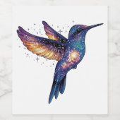 Hummingbird mit Sternenhimmel-Galaxy-Vogel Weinetikett (Einzelnes Label)