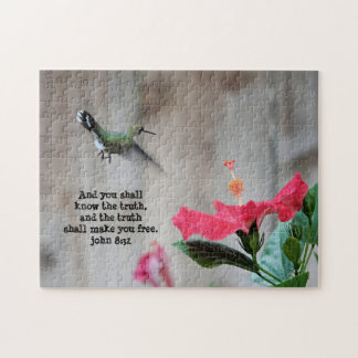 Hummingbird, mit Verse (John 8:32) Puzzle