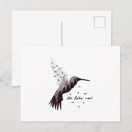 Hummingbird mit Wald Postkarte (Vorne/Hinten)