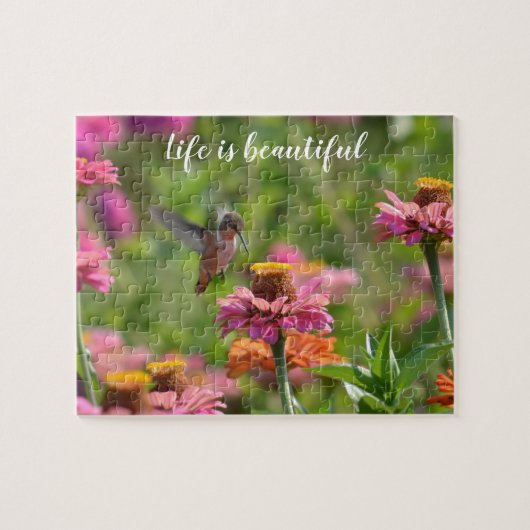 Hummingbird mit Zinnia-Blume Puzzle (Horizontal)
