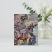 Hummingbird mixed media collage in progress postkarte (Stehend Vorderseite)