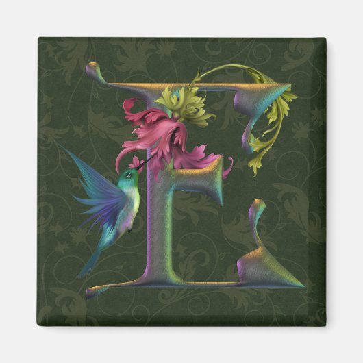 Hummingbird Monogram E Magnet (Vorne)