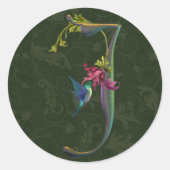 Hummingbird Monogram J Runder Aufkleber (Vorderseite)