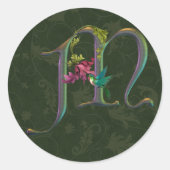 Hummingbird Monogramm Runder Aufkleber (Vorderseite)