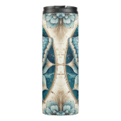 Hummingbird Moth Mandala in Gold, Weiß und Blau Thermosbecher (Rückseite)