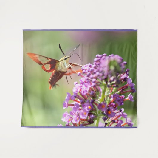 Hummingbird Moth on Butterfly Bush Wandteppich (Vorderseite (Horizontal))