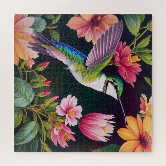 Hummingbird Multicolor Floral Puzzle (Horizontal)