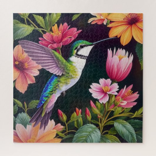 Hummingbird Multicolor Floral Puzzle (Vertikal)
