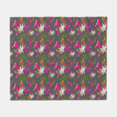 Hummingbird Muster Pink Grau Tropical Print Fleecedecke (Vorderseite (Horizontal))