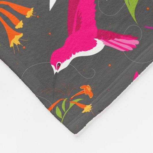 Hummingbird Muster Pink Grau Tropical Print Fleecedecke (Ecke)