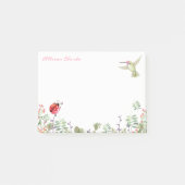 Hummingbird Nature Garden Ladybug Meadow Monogram Post-it Klebezettel (Vorderseite)