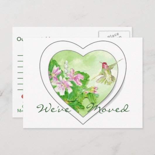 Hummingbird New Address, New Zuhause Postcard Ankündigungspostkarte (Vorne/Hinten)