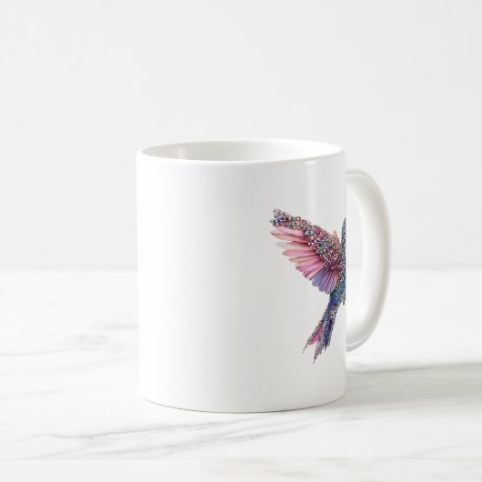 Hummingbird Nk Ribbon Brustkrebs Bewusstsein Kaffeetasse (VorderseiteRechts)