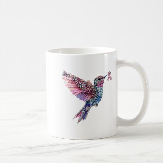 Hummingbird Nk Ribbon Brustkrebs Bewusstsein Kaffeetasse (Rechts)