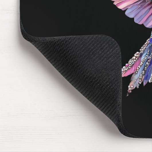 Hummingbird Nk Ribbon Brustkrebs Bewusstsein Mousepad (Ecke)