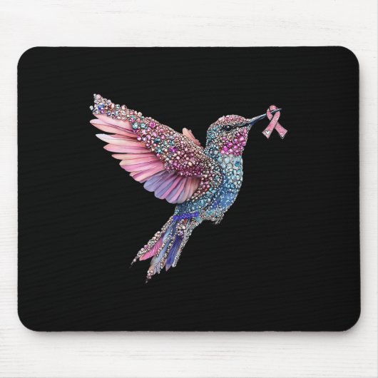 Hummingbird Nk Ribbon Brustkrebs Bewusstsein Mousepad (Vorne)