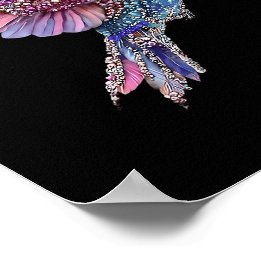 Hummingbird Nk Ribbon Brustkrebs Bewusstsein Poster (Ecke)