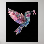 Hummingbird Nk Ribbon Brustkrebs Bewusstsein Poster (Vorne)