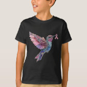 Hummingbird Nk Ribbon Brustkrebs Bewusstsein T-Shirt (Vorderseite)