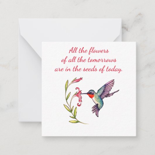 Hummingbird notecard 2,5 x 2,5 mitteilungskarte (Vorderseite)