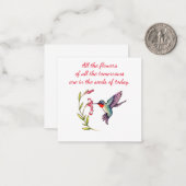 Hummingbird notecard 2,5 x 2,5 mitteilungskarte (Vorderseite/Rückseite Beispiel)